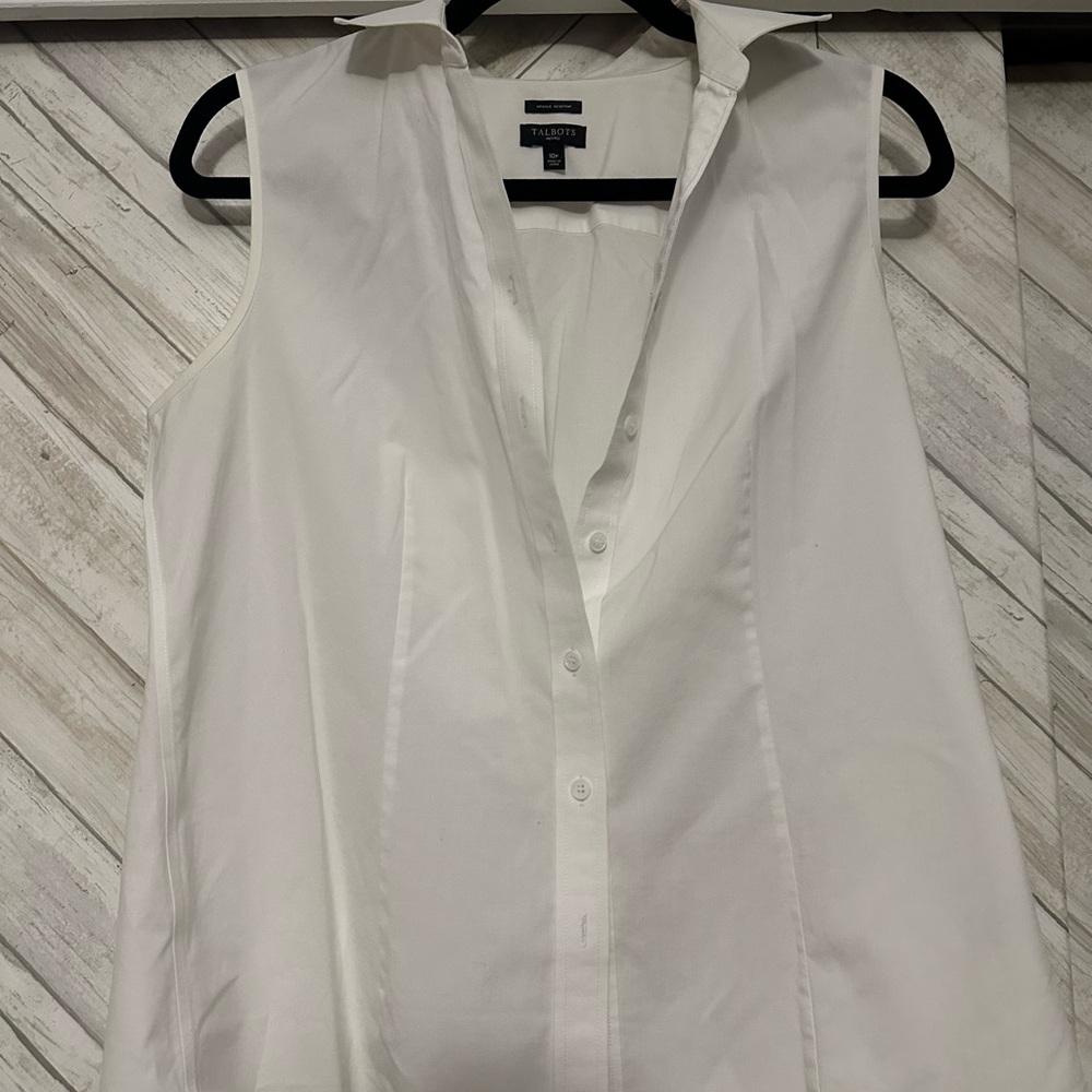 Talbots Classic White Sleeveless Blouse
